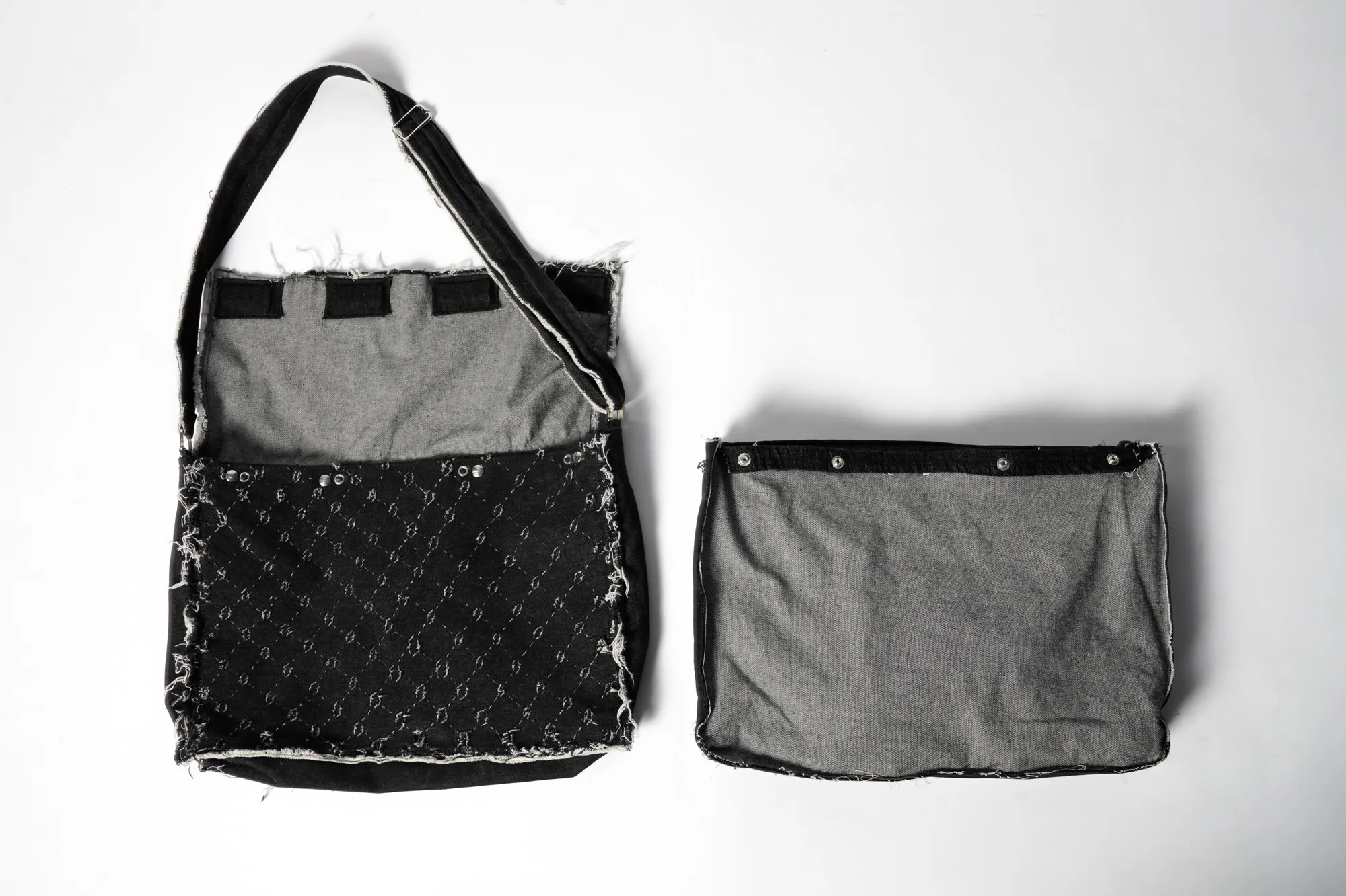 Denim bag frayed monogram